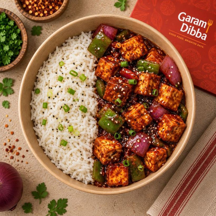 Garam Dibba Korean Paneer bowl packed for tiffin delivery in Dehradun